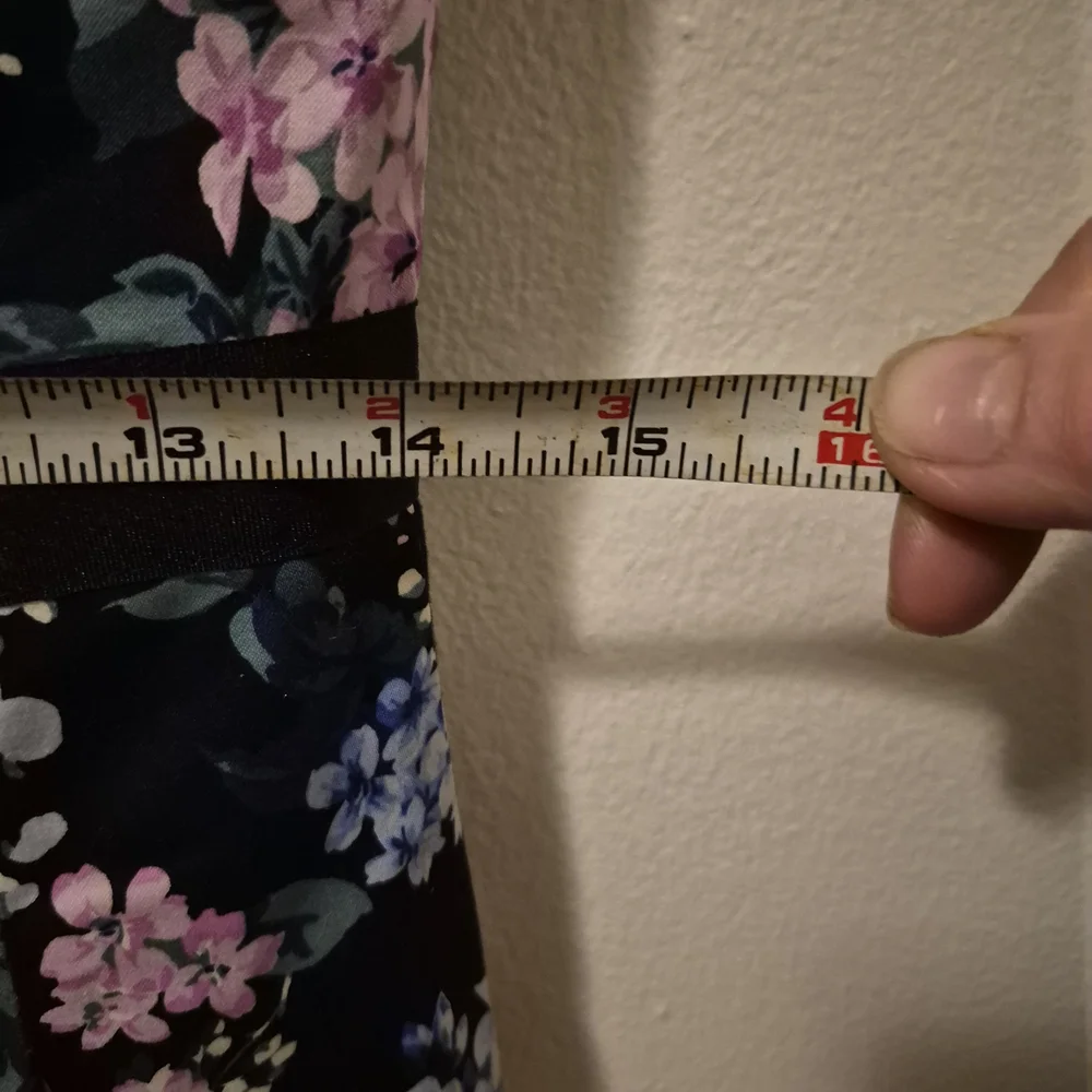 Talbots Black Floral Sateen Fit And Flare Midi Dress with Pink and Blue Blooms - Picture 9 of 9